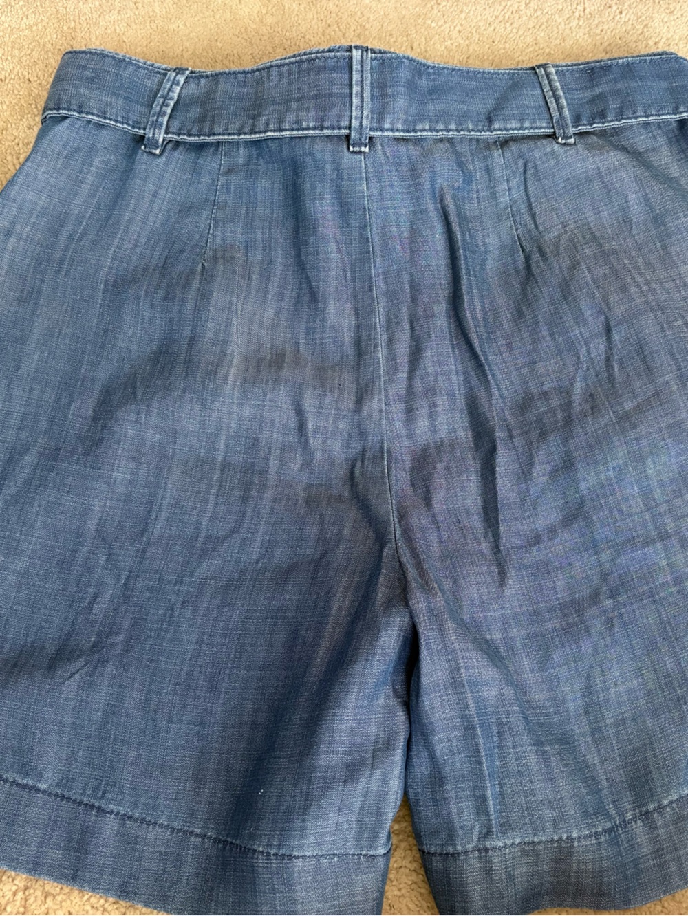 White House Black Market Chambray Blue Waistband Shorts w/ Belt - Picture 3 of 4